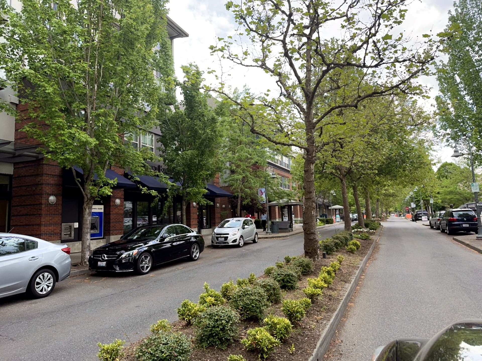 Town Center street with apartment buildings on both sides
